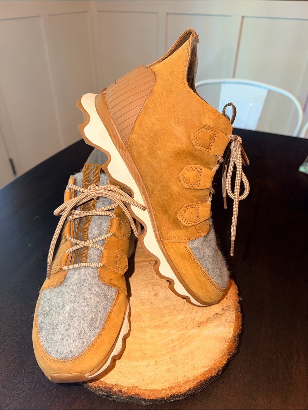 Sorel Women’s Kinetic Caribou Waterproof Boots (Camel Brown/Quarry Gray)- Size 9